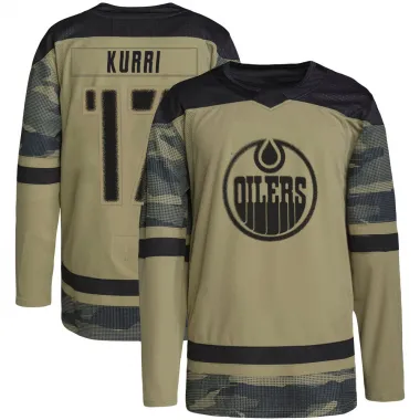 Camo Men's Jari Kurri Authentic Edmonton Oilers Military Appreciation Practice Jersey
