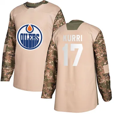Camo Men's Jari Kurri Authentic Edmonton Oilers Veterans Day Practice Jersey