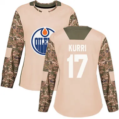Camo Women's Jari Kurri Authentic Edmonton Oilers Veterans Day Practice Jersey