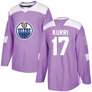 Purple Men's Jari Kurri Authentic Edmonton Oilers Fights Cancer Practice Jersey